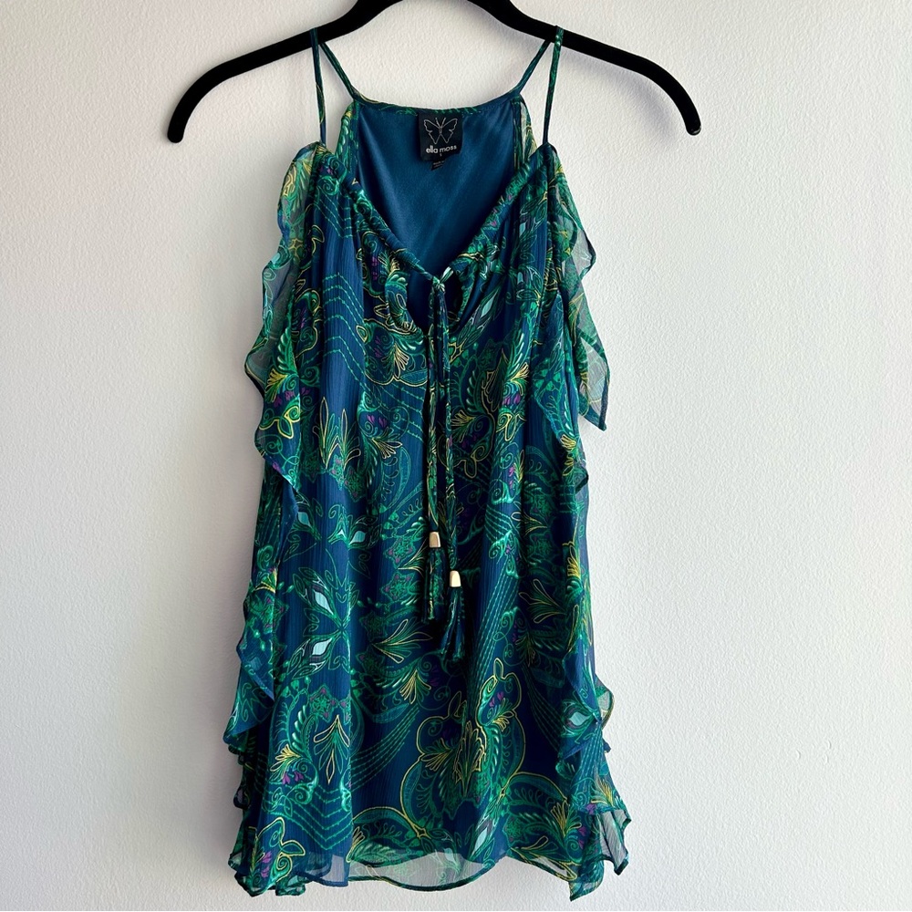 Ella Moss Silk Shirt | Color: Blue/Green | Size: S